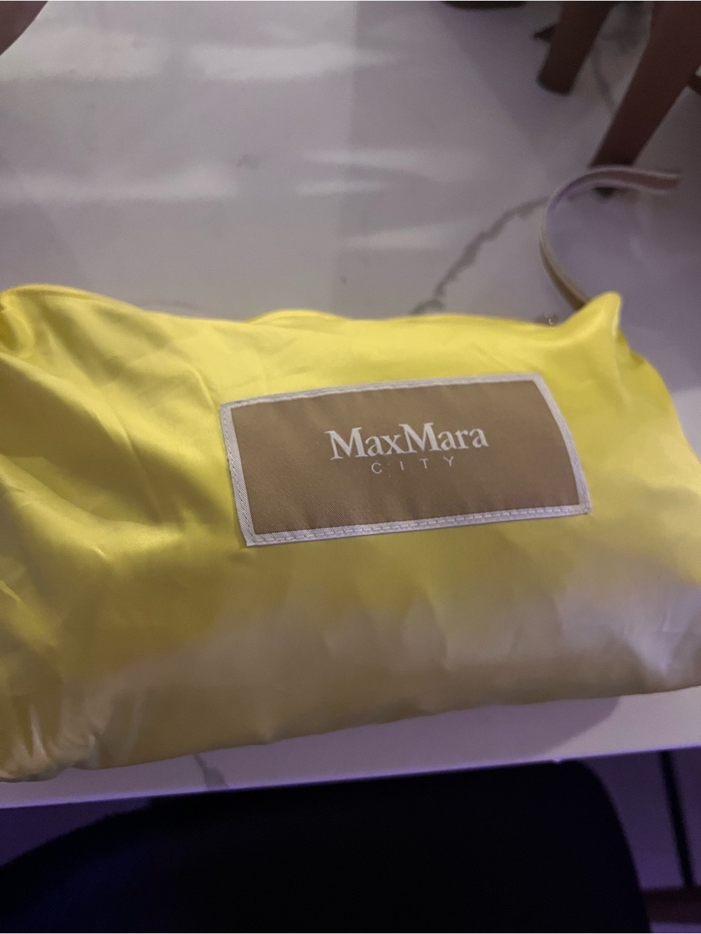 MaxMara Yellow Nylon Travel Pouch with Logo Patch
